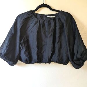 ABERCROBMBIE & FITCH Black Puffy Sleeve Crop Top, Flowy, Size XS